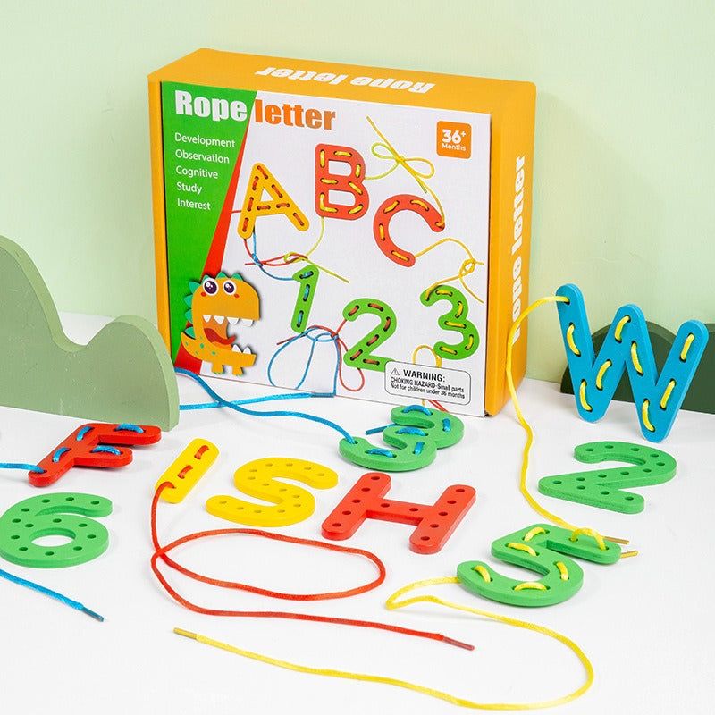 Montessori Alphabet & Number Threading Blocks - OFunBuds