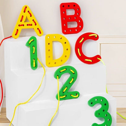 Montessori Alphabet & Number Threading Blocks - OFunBuds