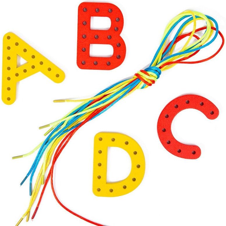Montessori Alphabet & Number Threading Blocks - OFunBuds