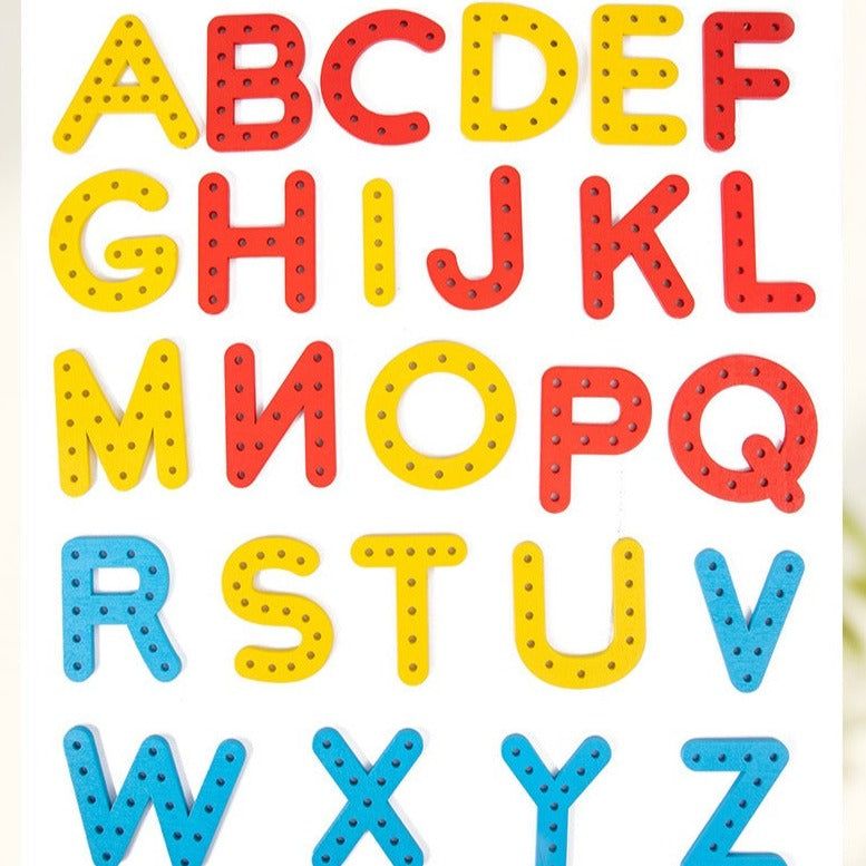 Montessori Alphabet & Number Threading Blocks - OFunBuds