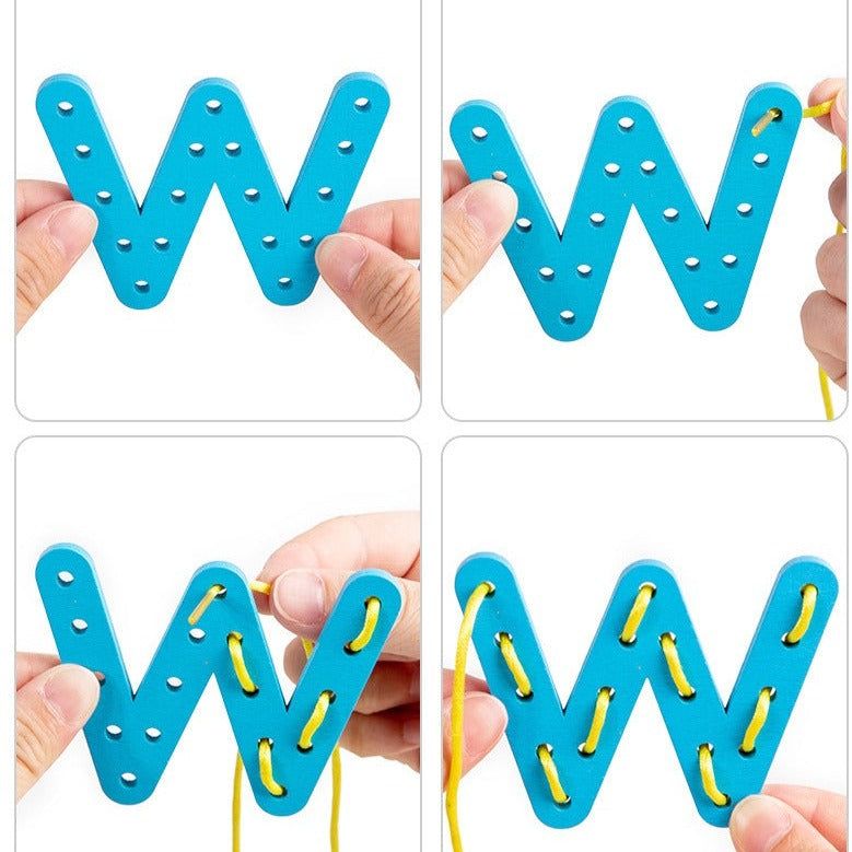 Montessori Alphabet & Number Threading Blocks - OFunBuds