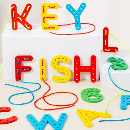 Montessori Alphabet & Number Threading Blocks - OFunBuds