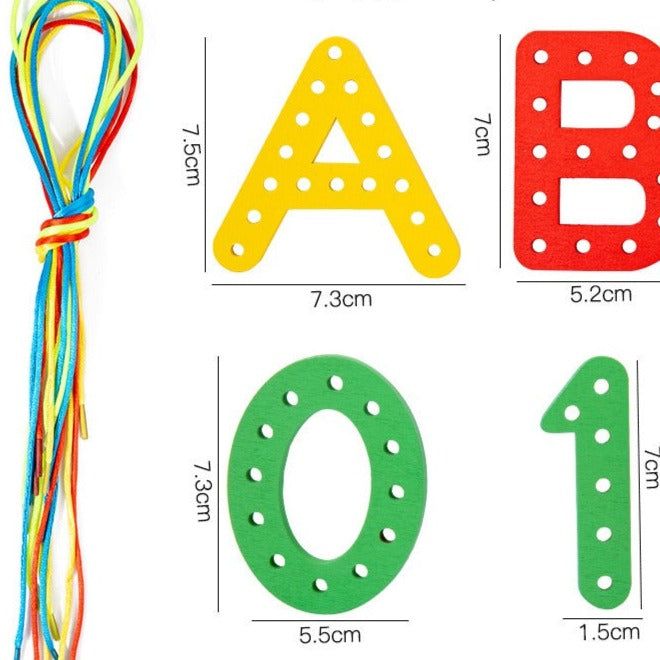 Montessori Alphabet & Number Threading Blocks - OFunBuds