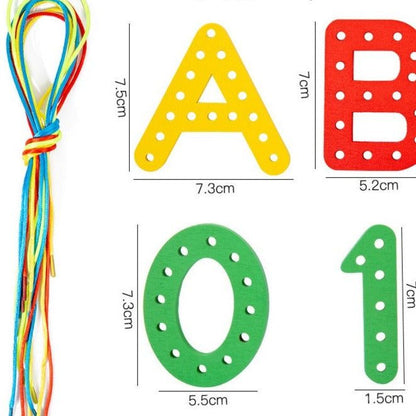 Montessori Alphabet & Number Threading Blocks - OFunBuds